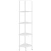 IBUYKE 5 Tier Corner Shelf Stand,Industrial Corner Display Rack,Corner Bookshelf for Living Room, Bedroom, Kitchen, Home Office, White WBC010W