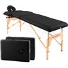 QUIRUMED Easy Lettino da massaggio pieghevole in legno, colore nero, 182 x 60 cm, similpelle, portatile, testa rimovibile leggera, foro facciale, altezza regolabile, fino a 120 kg