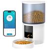 POOEKEN Distributore Automatico Cibo Gatti Cani WiFi: Dosatore Crocchette per Animali Domestici con 10S Registrazione - Mangiatoia Automatica per Cibo Distributore Crocchette Gatto Timer Bianco 4L