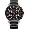 Curren Orologio da polso da uomo con tre quadranti secondari con datario, in acciaio, sportivo, al quarzo, nero 8363, Nero , 22, Bracciale