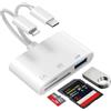 Ticenpe [Certificato Apple MFi] Lettore Schede SD per iPhone, 3 in 2 USB C Lightning Adattatore Scheda SD per SD/MicroSD, SD Card Reader for iPhone, Lettore Schede Memoria con iPhone 16 15/iPad/Mac/Android