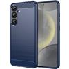 owlhold Cover per Samsung Galaxy S25+ / S25 Plus 5G, Custodia Spazzolata e Fibra di Carbonio Morbido Silicone TPU Slim Fit Case, Antiurto, Antigraffio, Antiscivolo, Protezione Grado Militare, Blu