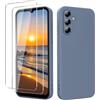 YXKJ - Cover per Samsung Galaxy A55 5G con 2 Pezzi Vetro Temperato, Custodia Silicone Liquido con Morbida Microfibra, [Tocco Setoso] [Antiurto] [AntiGraffio] - Grigio