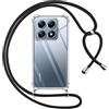 Pnakqil Cover per Xiaomi 14T Pro con Cordino, Trasparente Custodia con Laccio Tracolla Cellulare Girocollo Collana Protettiva per Xiaomi 14T Pro 6.67, Nero