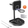 KU XIU X85 Stazione di Ricarica 3 in 1 - Caricatore Wireless per iPhone 16/15/14/13/12, 5W per Apple Watch 10/9/8/7/Ultra, Compatibile con AirPods 4/3/2 Pro, Design Divertente con Basketball - Nero