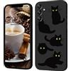 PAIX Creativo Cartone Animato Custodia Morbida in Silicone Compatibile con Samsung Galaxy A14 4G 5G Cover, [Pattern Gatto] Anti Fall Protettivo Case,Nero