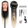DanseeMeibr Testa per parrucchieri, DanseeMeibr Testina Parrucchiere Capelli 26 Morbidi 100% Sintetica Testa Acconciature con Staffa+ DIY Accessori per Capelli