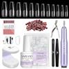 Saviland Gel Nail Extension Set - Set di Punte per Unghie e Colla Gel con Fresa per Unghie, 4 in 1 Nail Glue, 500pcs Ballerine Unghie Finte Lunghe, UV Lampada, Nail Design per Extension Unghie