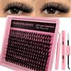 Heracks Set di Extension per Ciglia False 200Pcs Fluffy Ciglia Artificiali Cluster Lashes Extension Set di Allungamento Ciglia Cluster Spesso Individuale Con Bond and Seal e Pinzetta (50K-Kit)