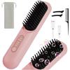 LOPHE Piastra per Capelli, Senza Fili Piastra Lisciante Riscaldamento Rapido, Piastra Capelli Spazzola con Display LED, 3 Temperature 160°C-200°C per Capelli Lisci, Ricci e Mossi(Rosa, B)