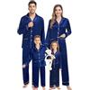 SWOMOG Set di pigiami abbinati per la famiglia, per donne, uomini e bambini, in raso di seta, 2 pezzi, a maniche lunghe, con bottoni, con 2 tasche, Rosso Vino Profondo, L