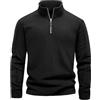 Lonya Felpa Pile Uomo Invernale Micropile Caldo Pullover Inter 1/4 di Zip Maniche Lunghe Maglia Termica Maglione Nero,M