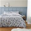 Bianca Ophelia - Set copripiumino matrimoniale reversibile in cotone spazzolato, motivo floreale, colore: blu