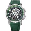 FEICE Orologio Automatico Uomo Orologio Scheletro Vetro Zaffiro con Cinturino Gomma Verde Acciaio Inossidabile Cassa 46mm FM511