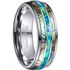 NUNCAD Anello Uomo/Donna in Tungetène + Opale + Conchiglia Legno per Compleanno Memoria Promessa Unisex 8 mm Taglia (12.5-32)