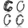 CHIC & ARTSY Ear Cuffs 925 Sterling Silver Ear Cuffs Orecchini per Cartilage Non-piercing Orecchini a Clip Neri