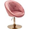 FineBuy Poltrona Velluto Rosa 67x80x62 cm Disegno Sedia Girevole Imbottita | Sedia Club Chesterfield Sedia Salotto | Poltrona Bar Sedia Visitatore