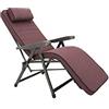 Tomaino - Sedia Sdraio Imbottita Per Interno ed Esterno - Poltrona Reclinabile Per un Perfetto Relax - Comoda e Pieghevole Ideale in Casa, Giardino, Terrazzo (Con piedino, rosso)