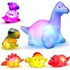 YeoNational&Toys Giochi da Bagno, 6 Dinosauri Galleggianti con Luci, Giocattoli per Bagnetto da Vasca, Doccia e Piscina, Adatti a Neonati e Bambini per Natale, Compleanno e Pasqua