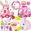 STAY GENT 21 Pezzi Coniglio Giocattolo Interattivo per Bambini, Coniglio Peluche che si Muove Orecchie e Saltella con Gabbia, Pet Peluche Animali Gioco Pasqua Regali per 2 3 4 5 6 anni Ragazza Ragazzo