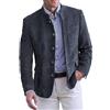 Juquenazi Giacca da uomo in velluto a coste retrò, monopetto, senza cappuccio, per il tempo libero, tinta unita, vestibilità normale, in lana, tweed British Blazer, moderna, alla moda, per uomo,
