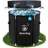 Keszing Vasca da bagno per ghiaccio pieghevole, vasca da bagno fredda per adulti, con telaio a forma di T aggiornato, vasca da bagno indipendente per esterni, vasca idromassaggio per box doccia, più