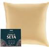 DREAMZIE Federa Sera Cuscino, Federa Seta Ipoallergenica, 19 Momme, 100% Seta, Con Cerniera Nascosta, Certificata OEKO-TEX (Oro, 40x40cm)