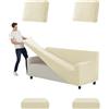 SYLC Copridivani Con Seduta Cuscino E Schienali Separati Copridivano Elasticizzato In Velluto Copri Divano Protezione Coprimobile Split Combinato (Beige,Grand 3 Posti 5 PCS)