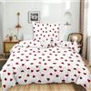 RANJIMA Biancheria da letto a forma di cuore, 135 x 200 cm + federa 80 x 80 cm, bianco, rosa, rosso, cuori per bambini, in microfibra, morbido copripiumino con chiusura lampo, set di biancheria da