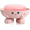 Yrzper Portasapone carino portasapone per bambini bambini creativo bella bar vassoio di sapone contatore per doccia bagno cucina piano di lavoro (rosa)
