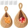 AKONE 2 cestini per frutta da appendere, intrecciati, da cucina, per conservare frutta, da appendere alla parete con gancio, cesto di frutta in stile bohémien per riporre la cucina