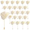 QUARKZMAN 24pz Rosa Beige Corpetto di Fiori Artificiali Asole Tasca Boutonniere Spilla per Cerimonia Nozze Anniversario Ballo Formale Cena Festa