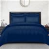 Pamposh Set copripiumino king size a righe in raso di prima qualità alberghiera, biancheria da letto in microfibra morbidissima e ipoallergenica