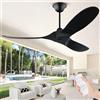OUENGK Ventilatore Da Soffitto Grande 178 Cm Con Telecomando, Ventilatore Da Soffitto In Legno Nero Moderno Senza Luce, Ventilatore Da Soffitto A Elica Per Interni E Per Esterni A Grande Flusso D'Aria
