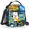 Clastyle Borsa Termica Porta Pranzo Bambini Scuola Nero Grande Dinosauro, Borsa Frigo Piccola Ragazzi Pterosauro Portatile con Tracolla
