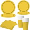MORAINJAY Set di 68 Pezzi di Stoviglie Giallo per Feste, Piatti di Carta, Bicchieri, Tovaglioli, Stoviglie per Compleanni, Matrimoni, Baby Shower, Lauree, Anniversari, Set per 16 Ospiti