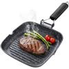 Briebe Grill Steakhouse Strisce Induzione Antiaderente Titanio, Padella Ferro da stiro 28x28 cm, Alluminio pressofuso senza PFOA, Manico pieghevole