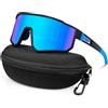 MELLIEX Occhiali da Sole Sportivi Uomo Donna, Occhiali Ciclismo Polarizzati, Occhiali Corsa con Protezione UV400, Occhiali Veloci Antiscivolo con Visione HD per MTB Strada Ciclismo Corsa, Blu