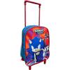 CARTOON Zaino asilo trolley Sonic, borsa per la scuola con manico allungabile, tempo libero, zainetto per bambini