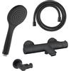 Fortis set vasca con termostatico, doccetta con 1 getto, asta saliscendi, supporto doccetta, flessibile doccetta, 78111THMB+5318500MB+53162125MB+15505MB, Brera nero opaco [Rubinetteria Bagno > Rubinetteria Vasca]