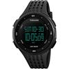 TONSHEN Uomo Donna Digitale Sportivo Orologio 50M Impermeabile Outdoor LED Militare Tattica Quarzo Orologi da Polso 12H/24H Tempo Data Calendario Plastica Lunetta e Gomma Band Sveglia Cronometro (Nero)