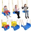 HUOLE Altalena da Giardino 3 in1 per Bambini Seggiolino Altalena Bambini Sedile in Plastica con Corrimano Schienale e Cintura di Sicurezza per Esterno Interno e Neonato (3 in 1 Blu)