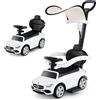 COSTWAY 3 in 1 Auto a Spinta, Mercedes-Benz Macchina Cavalcabile, con Schienale Regolabile Suono Barra di Spinta e Tettuccio, per Bambini 18-36 Mesi (Bianco)