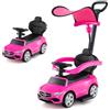 COSTWAY 3 in 1 Auto a Spinta, Mercedes-Benz Macchina Cavalcabile, con Schienale Regolabile Suono Barra di Spinta e Tettuccio, per Bambini 18-36 Mesi (Rosa)