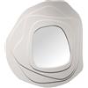 DRW Specchio da parete di design moderno rotondo a forma di legno bianco 90x4x97 cm