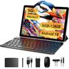 TIGERFU Tablet, Tablet 10 Pollici Android 14, 36GB RAM+128GB ROM(TF 1TB), 5G/2.4G WiFi, Octa-Core 2.0 GHz, BT 5.0, Batteria 8000mAh, 8MP+5MP, Tab 2 in 1 con Tastiera, Penna, Mouse - Grigio