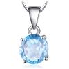 JewelryPalace Rotondo 2.5ct Naturale Cielo Blu Azzurro Topazio Birthstone Solitario Pendente Collana 925 Sterling Argento 45cm