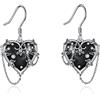 YAFEINI Orecchini gotici a forma di cuore, da donna, in argento Sterling, con ciondolo a forma di cuore e streghe, gioielli gotici neri, regalo di Halloween per donne, 16.6 mm x 28.8 mm, Argento sterling, non