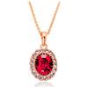 VONSSY Collana di cristallo Birthstone rosso rubino smeraldo a forma ovale 5A CZ Collana con ciondolo in pietra preziosa con taglio a scacchiera con diamante bianco