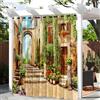 Treer 3D Tenda da Esterno Impermeabile con Occhielli, Tende per Gazebo Balcone Esterno Oscurante, Tende per Esterni con Anelli 1 Pannello, per Pergolato, Cortile (W132*L137cm,Piante da Muro E)